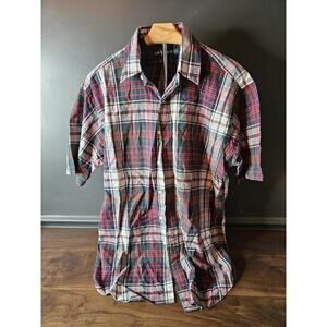 Polo Ralph Lauren Blake Medium short sleeve plaid Shirt Red Green Christmas